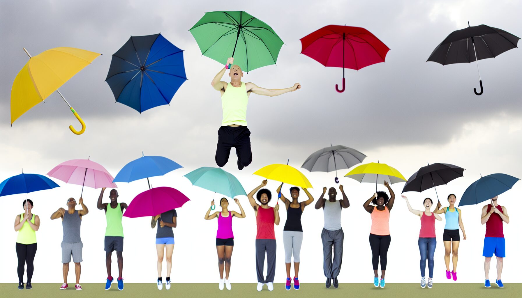 Regenschirm-Hochsprung: Wer springt am höchsten mit einem Regenschirm?