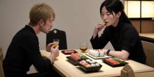 Wettkampf im Verzehr von Sushi. Sushi-Wettessen